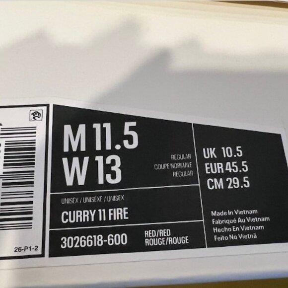 Under Armour Curry 11 Fire Red Unisex Men 11.5/Women 13 - Picture 2 of 7